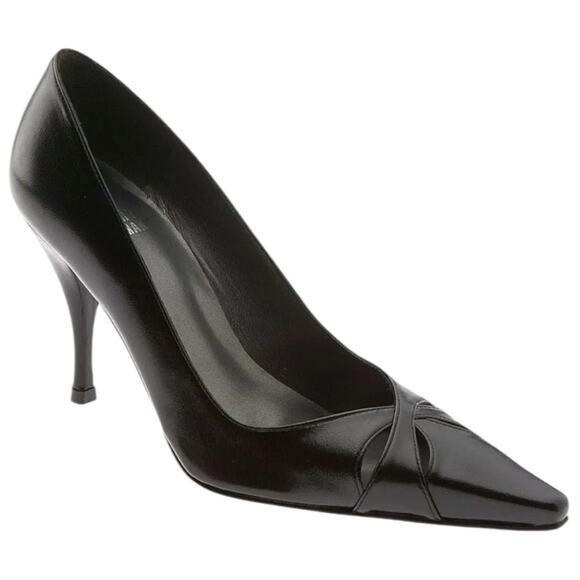 Stuart Weitzman Women’s Size 8 Black Leather Pointed Toe Idol Pumps Heels - Picture 1 of 10